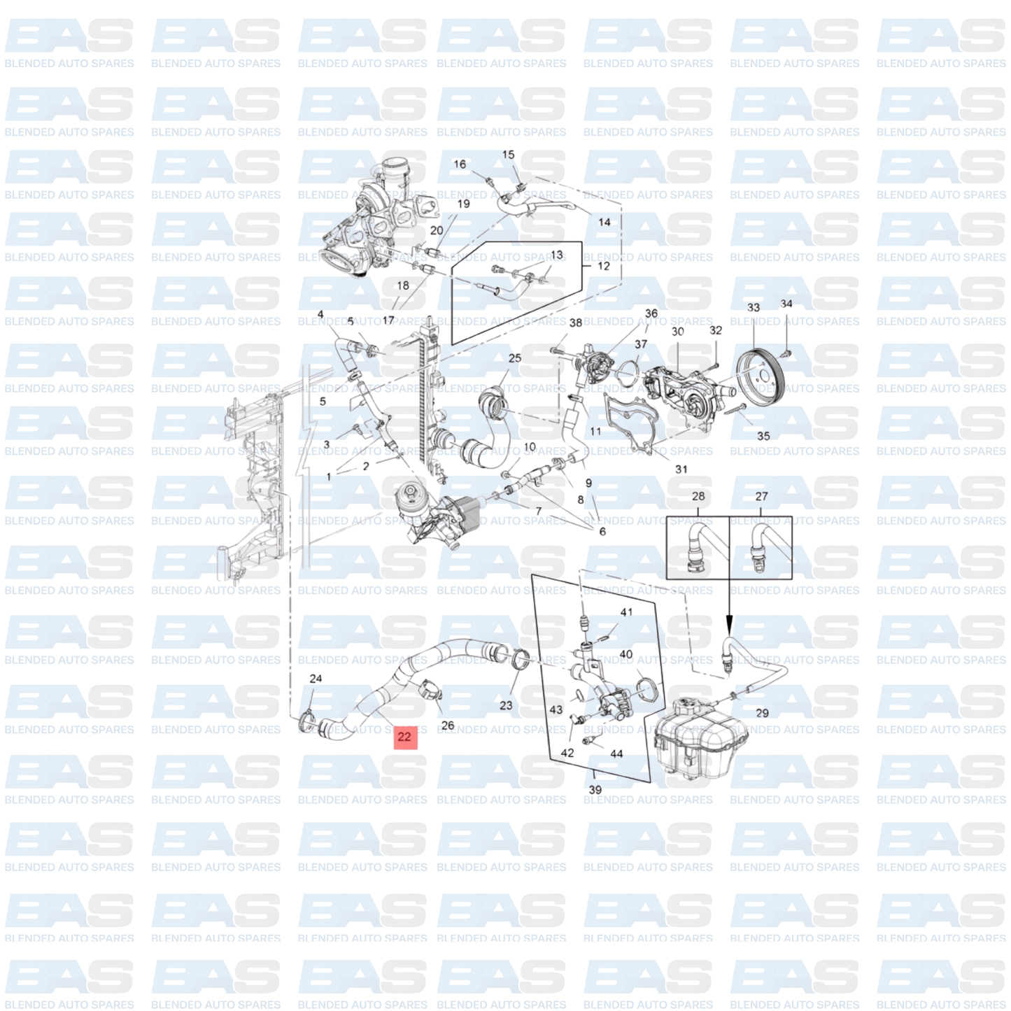Chevrolet Cruze 1.4T Lower radiator hose