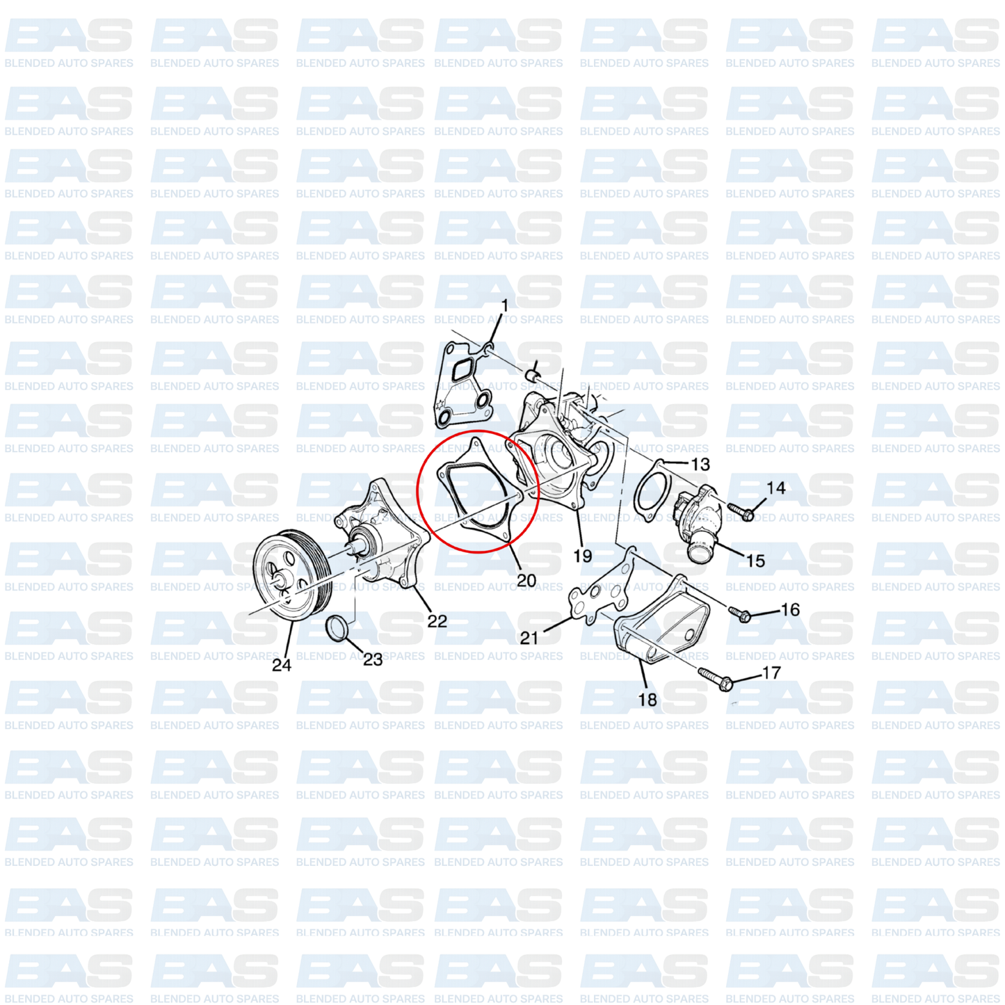Opel Adam 1.0T Water pump gasket