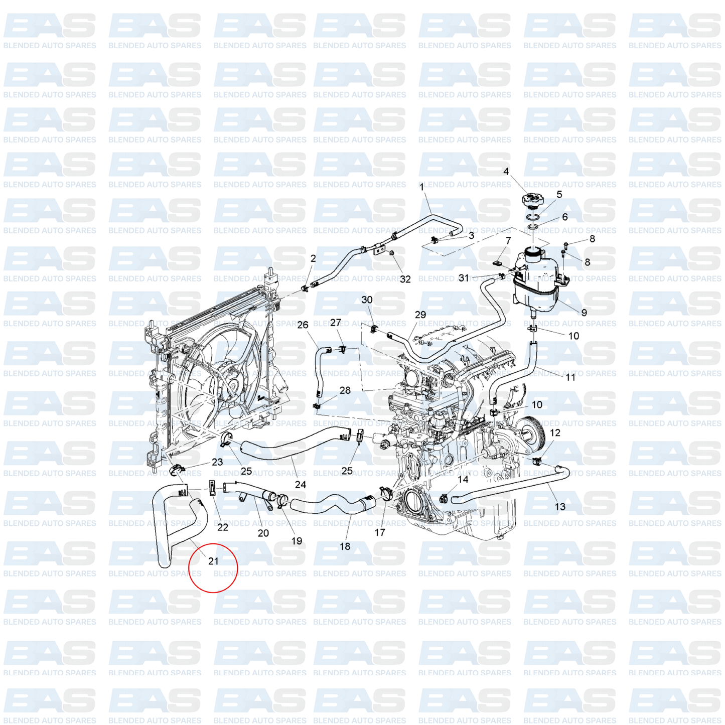 Chevrolet Spark 1.2 Lower radiator hose
