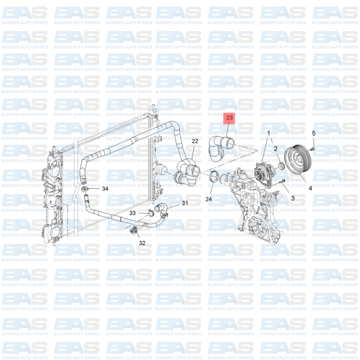 Opel Astra J 1.6T Radiator outlet pipe