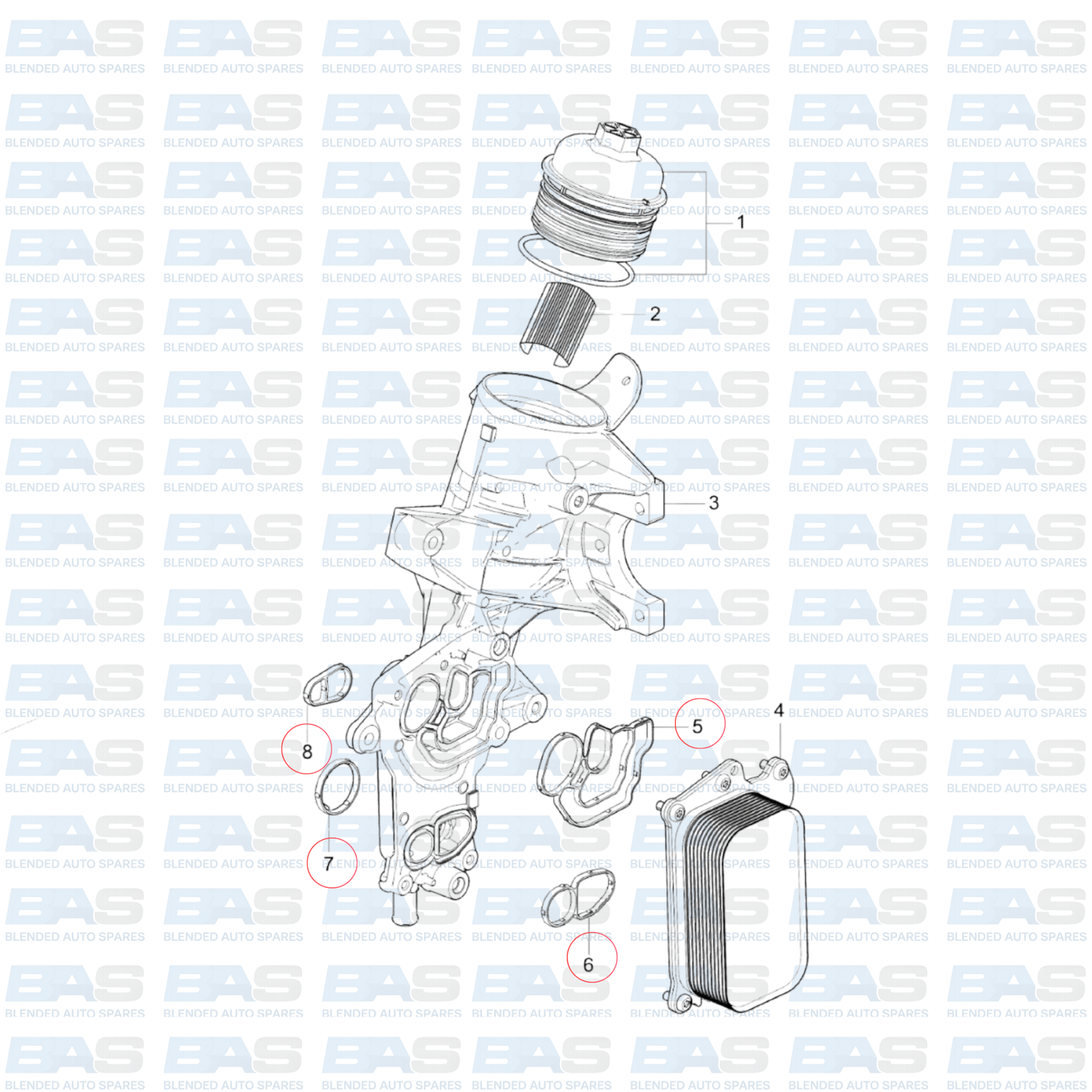 Chevrolet Trailblazer 2.8 Oil cooler gasket kit