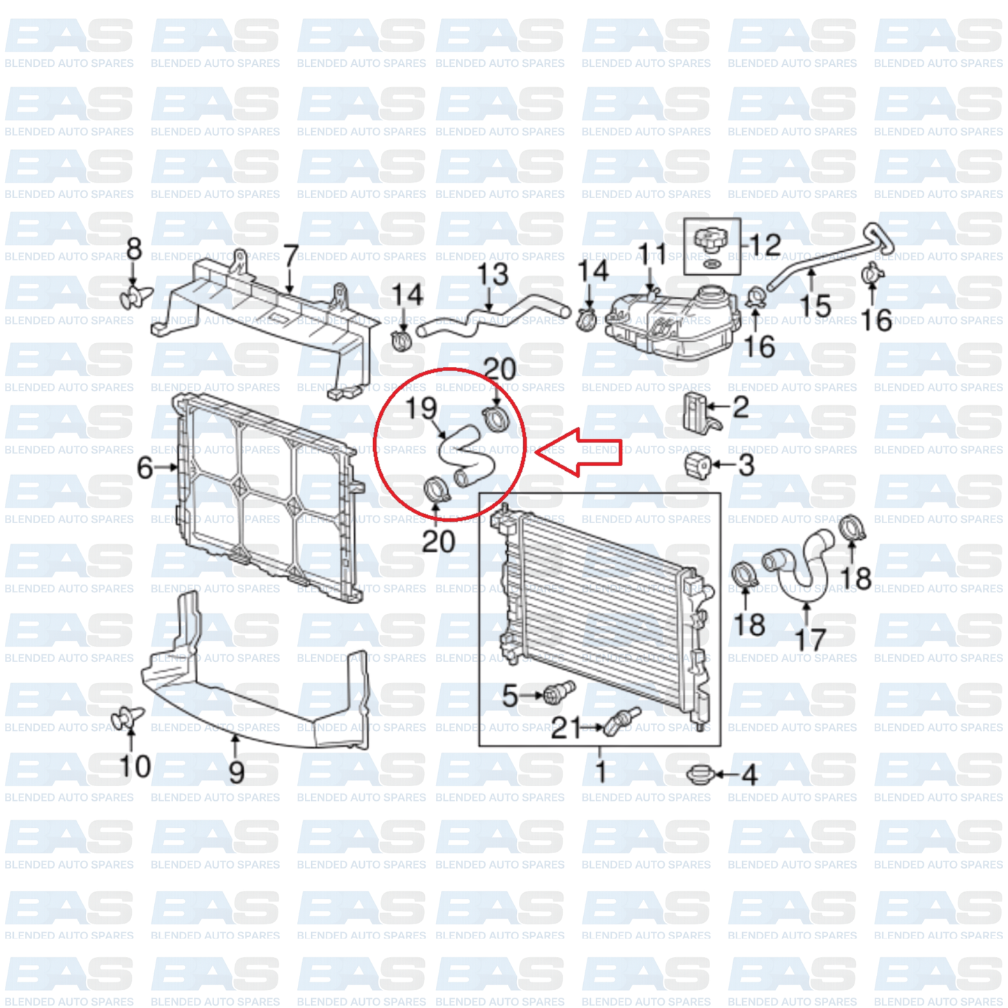 Chevrolet Sonic 1.6 Radiator inlet hose