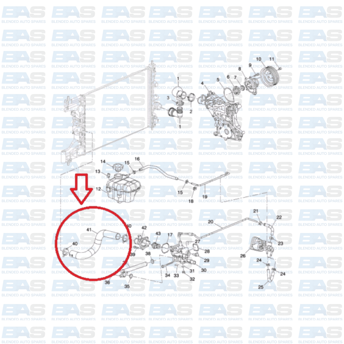 Chevrolet Cruze 1.6/1.8 Top radiator hose