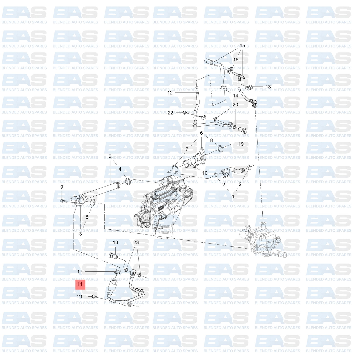 Opel Astra J 1.6T Turbo coolant feed pipe