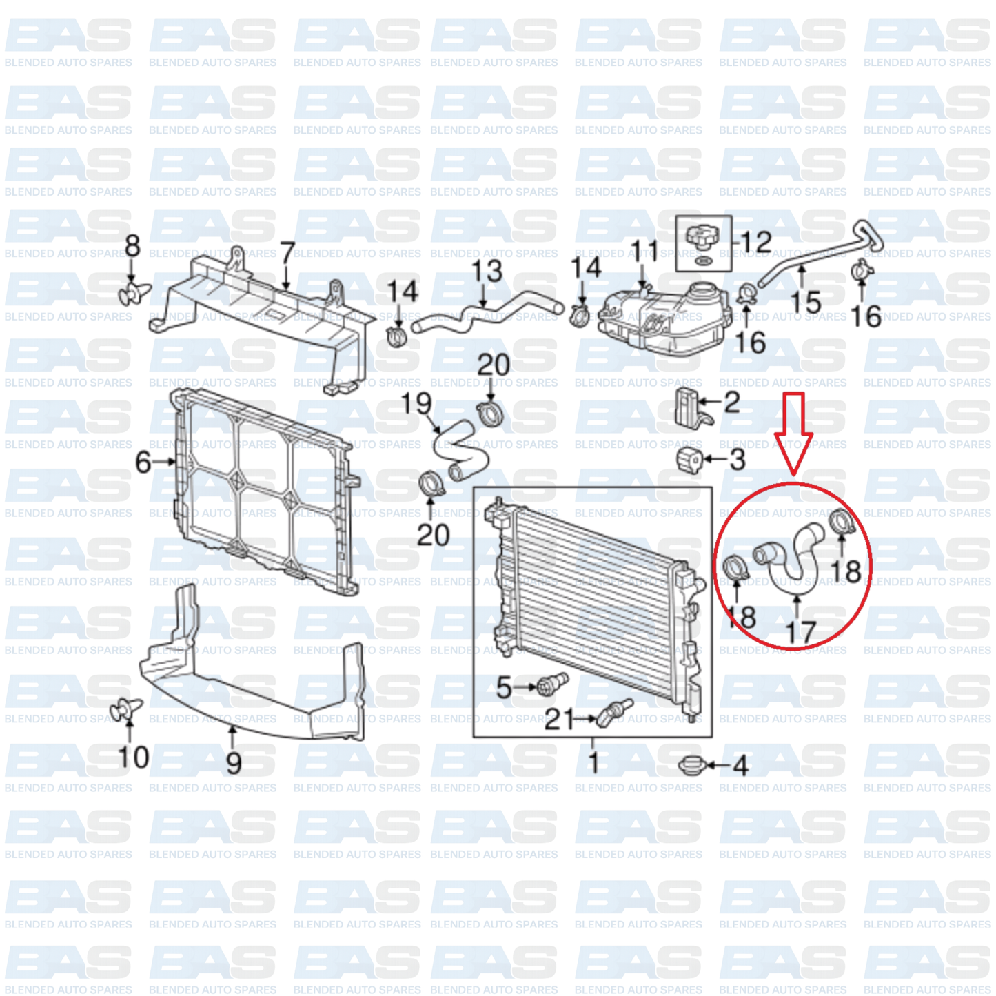 Chevrolet Sonic 1.6 Radiator outlet hose