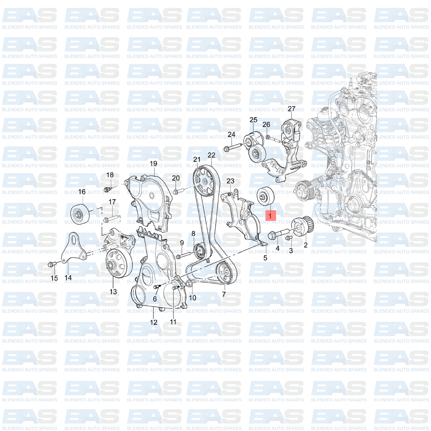Chevrolet Trailblazer 2.8 Drive belt idler pulley