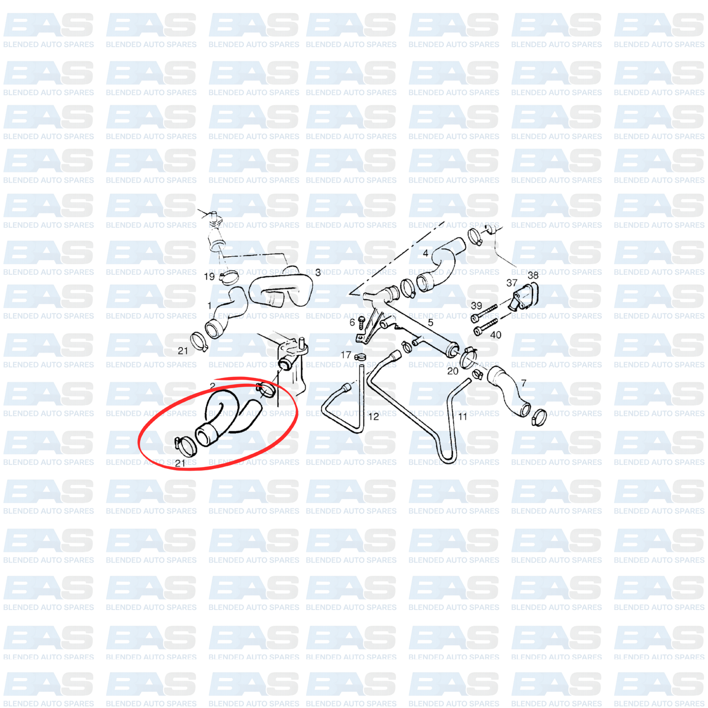 Opel Astra/Kadett F Top radiator hose