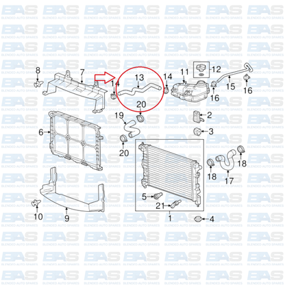 Chevrolet Sonic 1.6 Radiator surge tank outlet hose