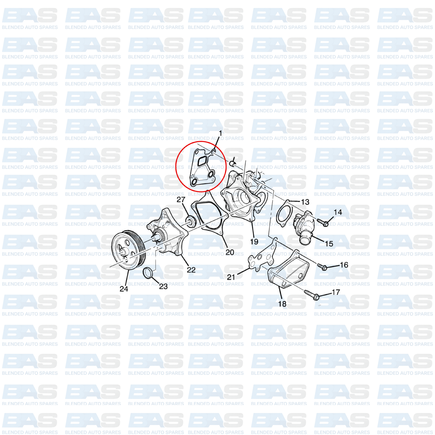 Opel Corsa E 1.0T Water pump housing gasket