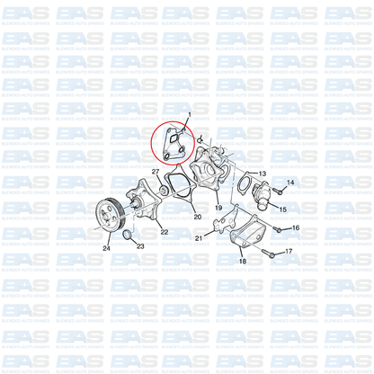 Opel Corsa E 1.0T Water pump housing gasket