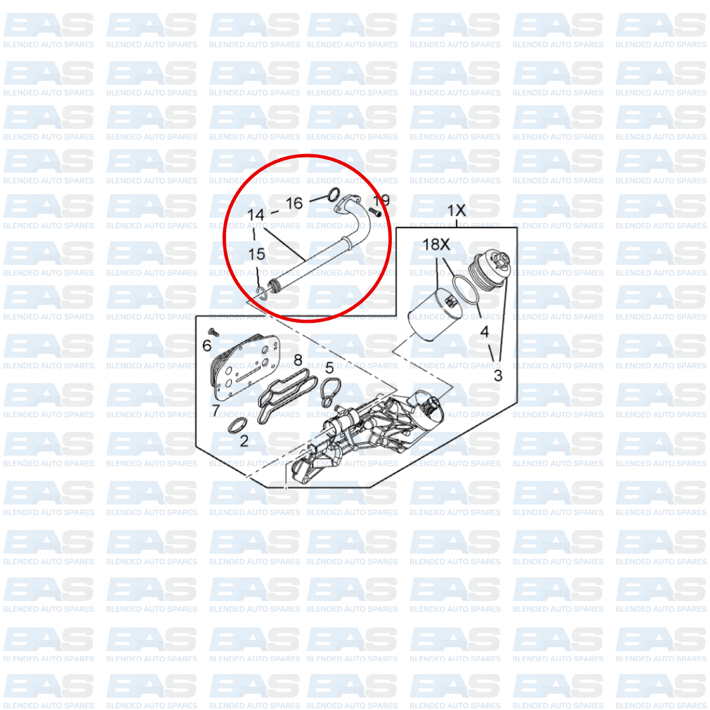 Chevrolet Cruze 1.6/1.8 Oil cooler coolant pipe