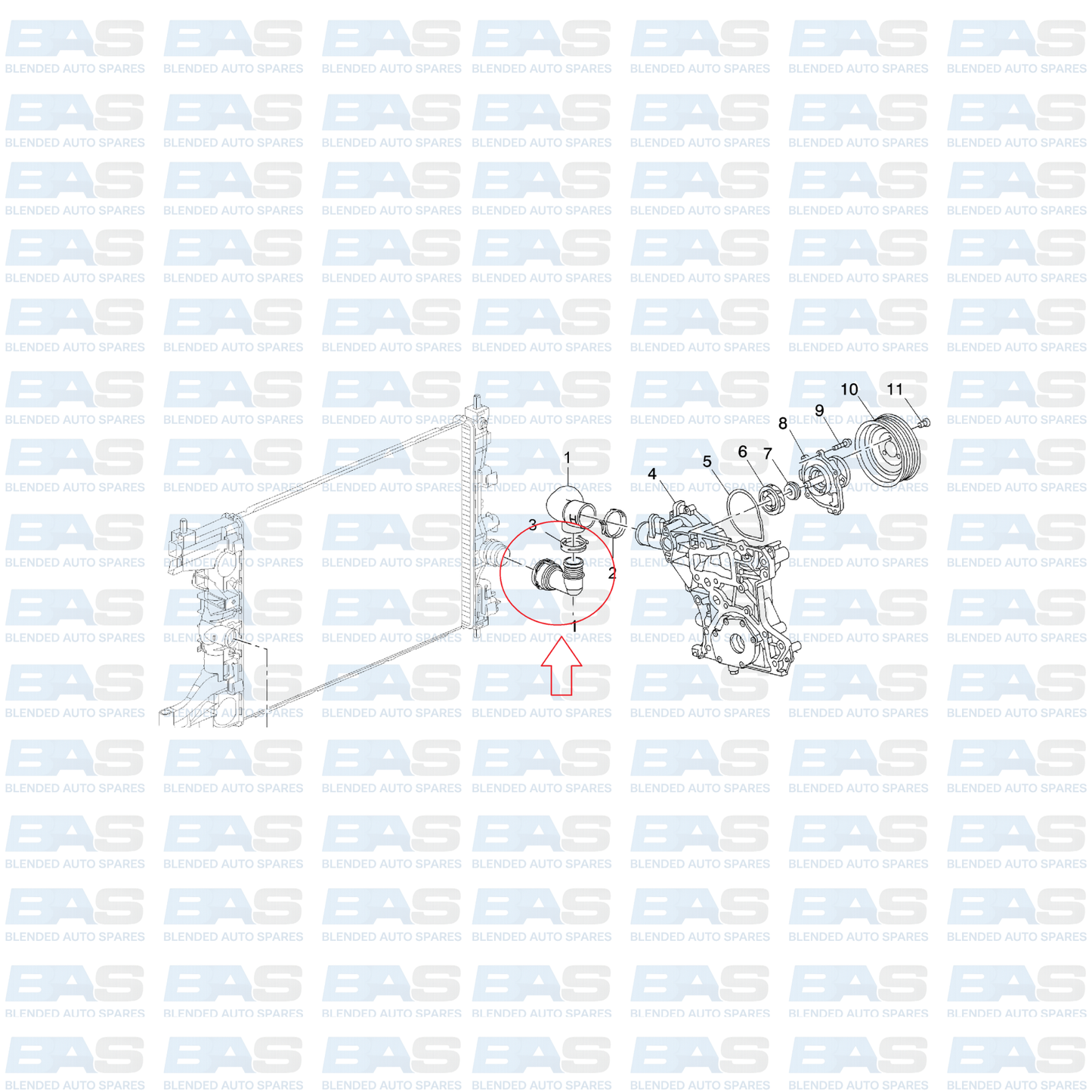 Chevrolet Cruze 1.6/1.8 Lower radiator hose
