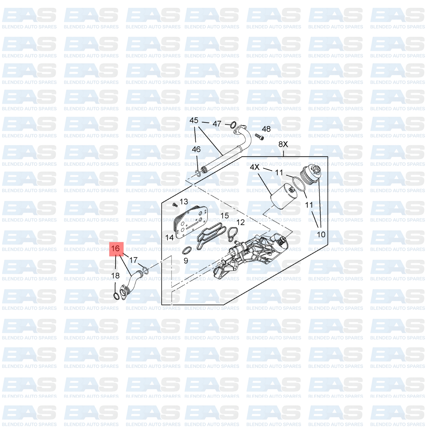 Chevrolet Cruze 1.6/1.8 Oil cooler outlet coolant pipe