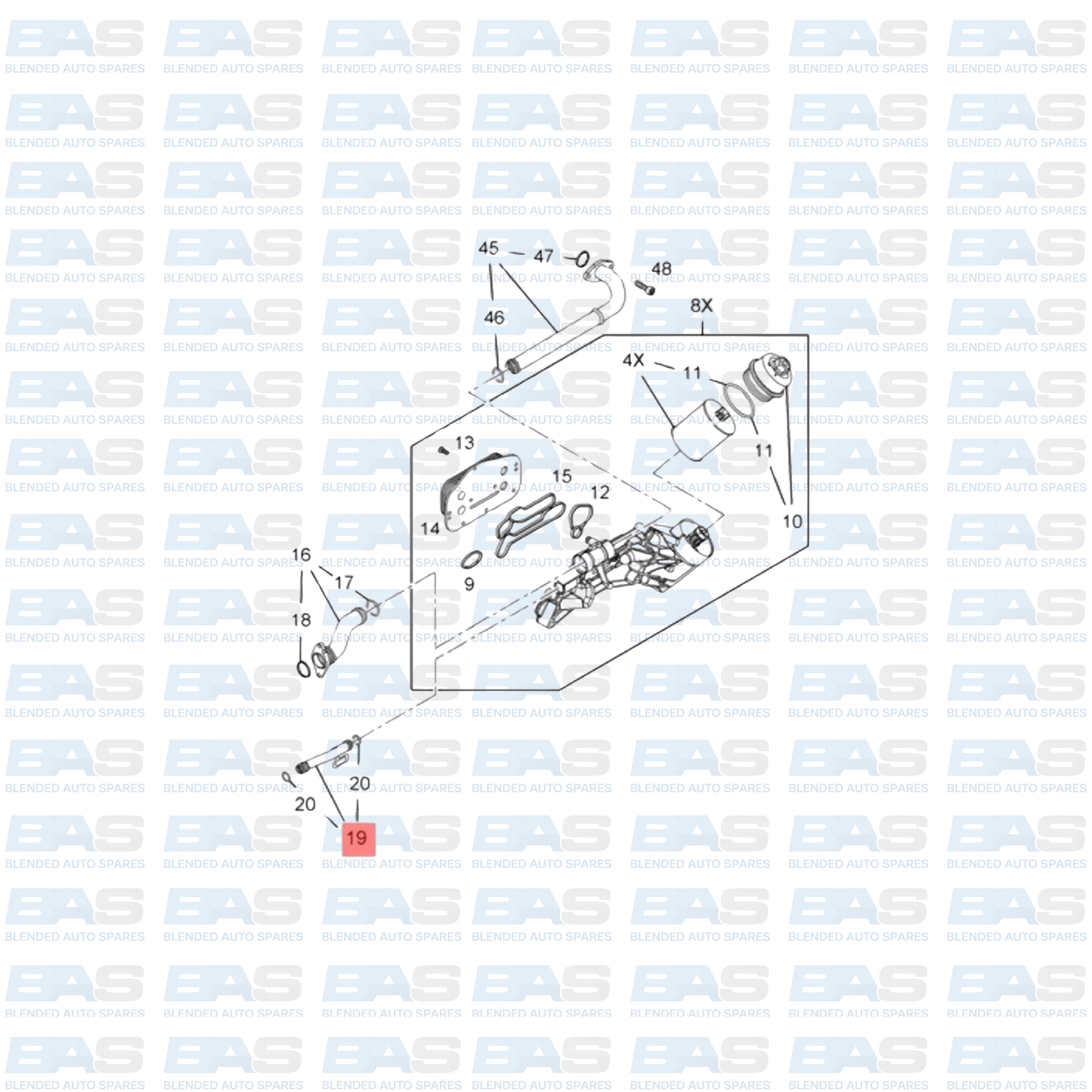 Chevrolet Cruze 1.6/1.8 Oil cooler inlet coolant pipe