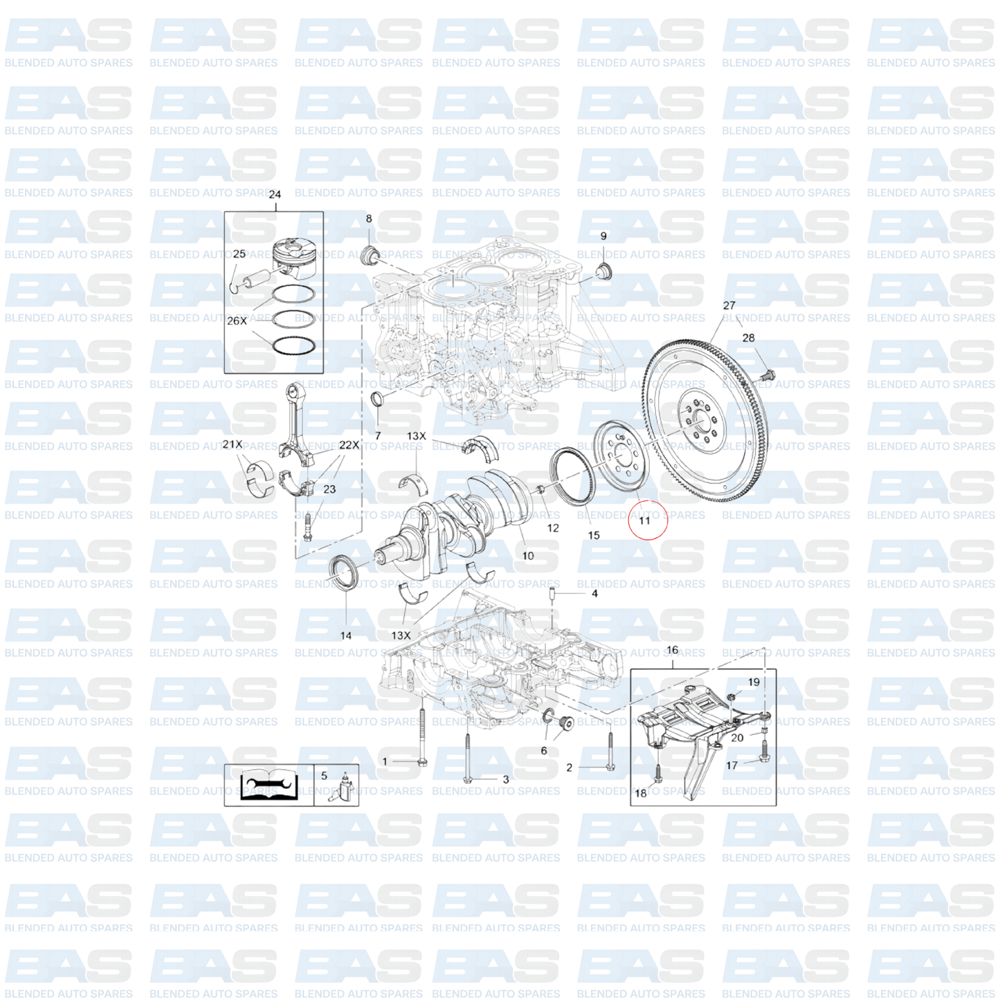 Opel Corsa E 1.0T Crank trigger wheel