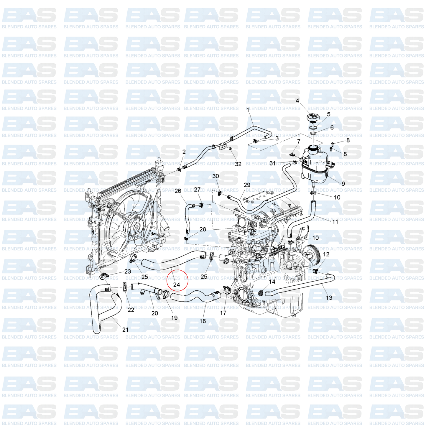 Chevrolet Spark 1.2 Upper radiator hose