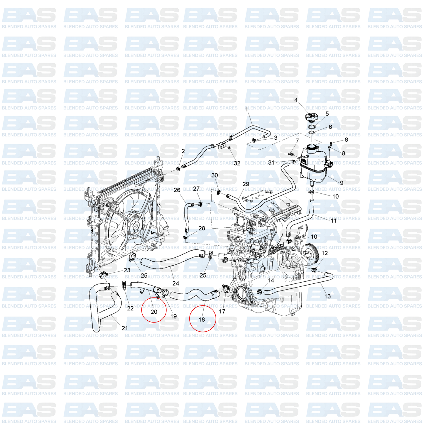 Chevrolet Spark 1.2 Water pump inlet hose