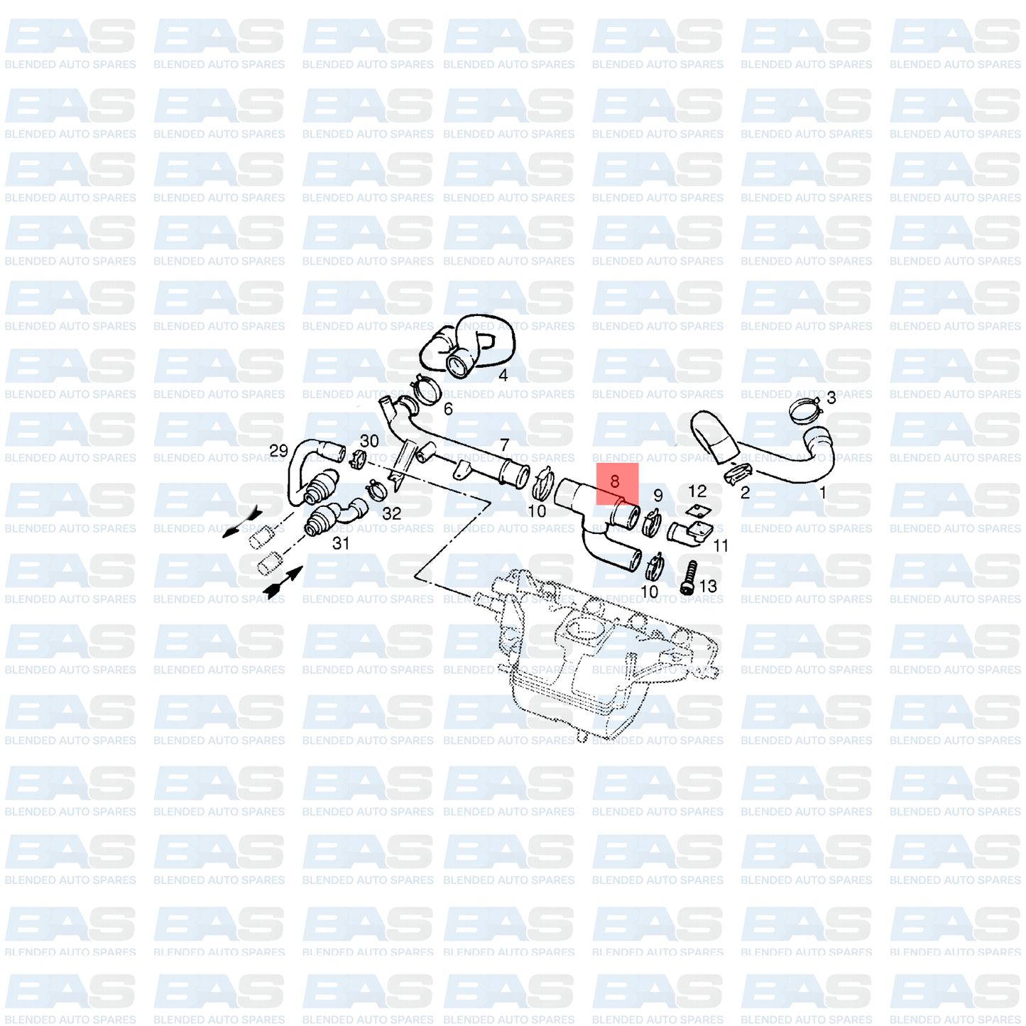 Opel Astra G 1.8 Water pump outlet pipe