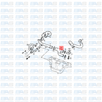Opel Astra G 1.8 Water pump outlet pipe