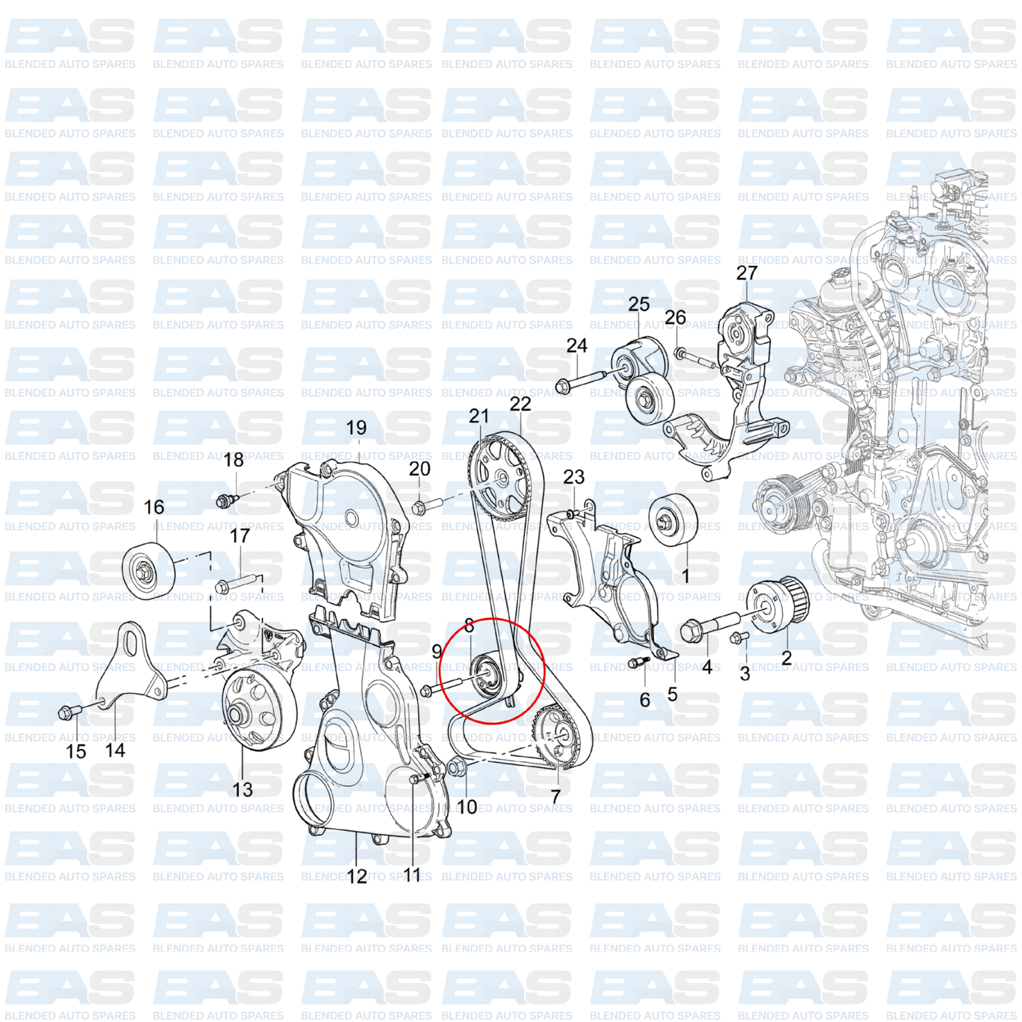 Chevrolet Trailblazer 2.8 Cambelt tensioner